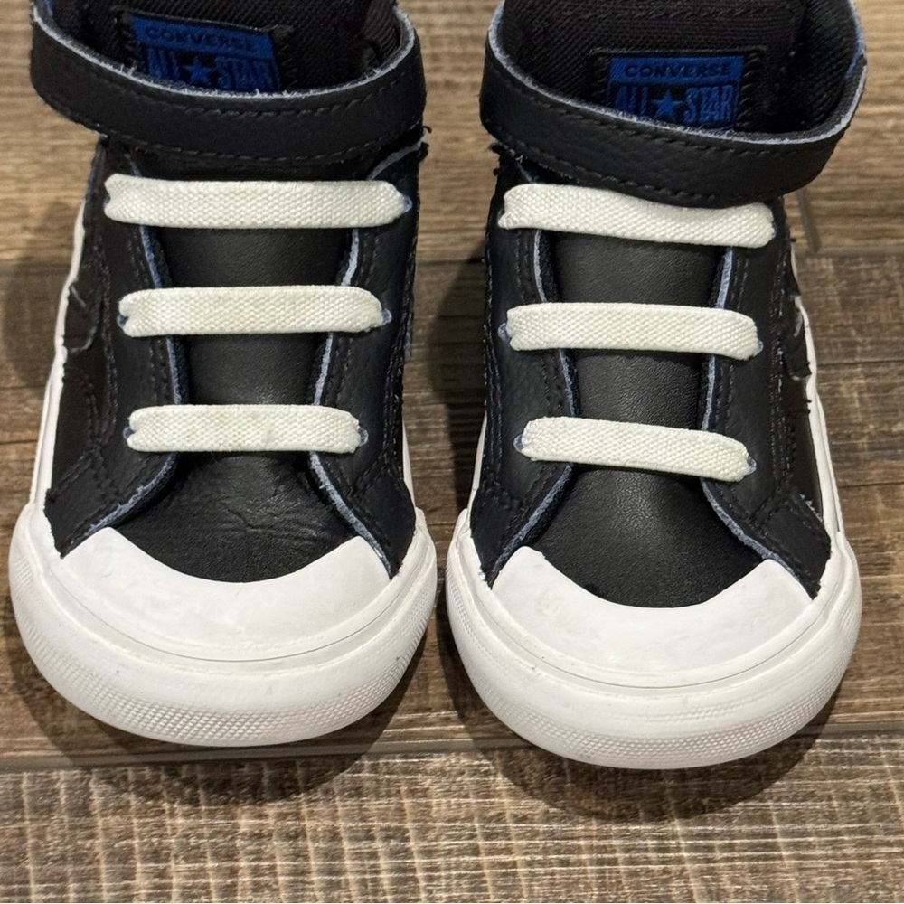 Converse All Star Chuck Taylors Leather High Top Black Shoes Toddler 7 - Picture 7 of 11